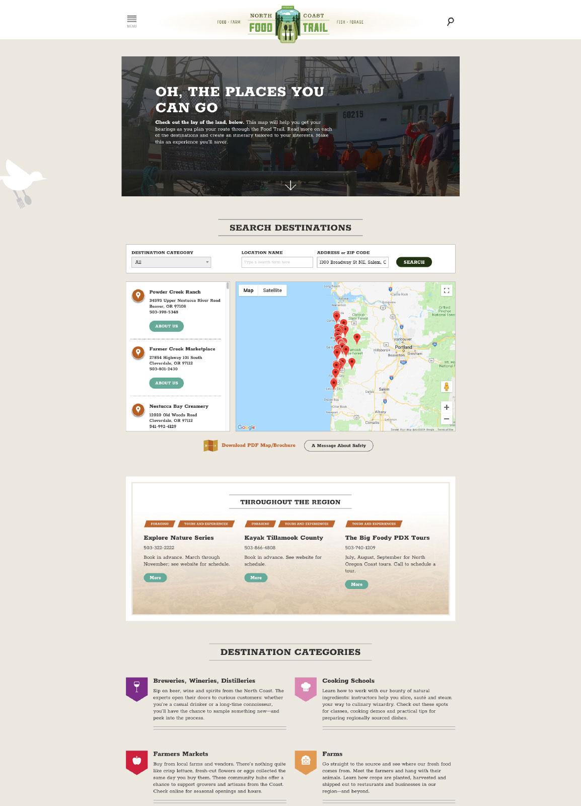 North Coast Food Trail - Website map