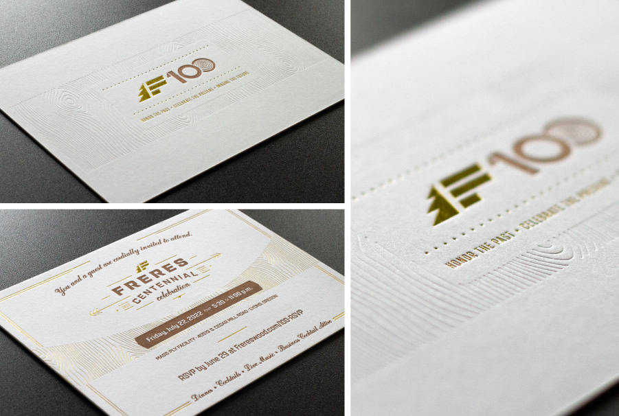 Freres centennial invitation design
